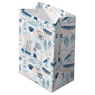 Nautisch strand zomer blauw roze kust (2) medium cadeauzakje