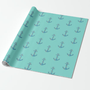 Nautisch Strandhuis,Anker,Touw,Muntgroen Cadeaupapier