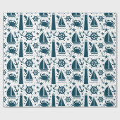 Nautisch strandpakpapier cadeaupapier (Vlak)