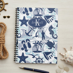 Nautisch strandpatroon Navy ID839 Notitieboek