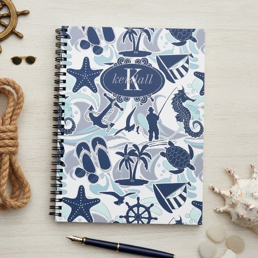Nautisch strandpatroon Navy ID839 Notitieboek