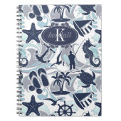 Nautisch strandpatroon Navy ID839 Notitieboek (Voorkant)