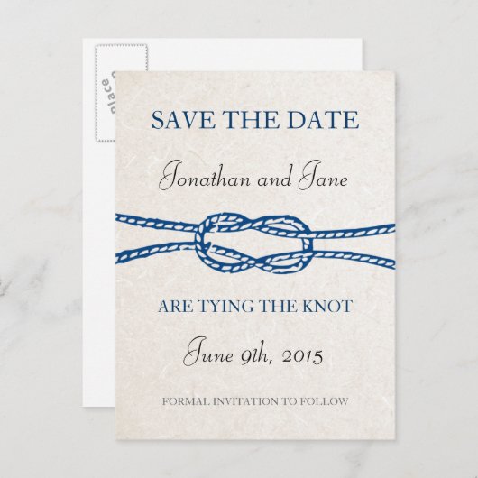 Nautisch Stropdas de knoop Bruiloft Save the Date  Aankondigingskaart (Voorkant / Achterkant)