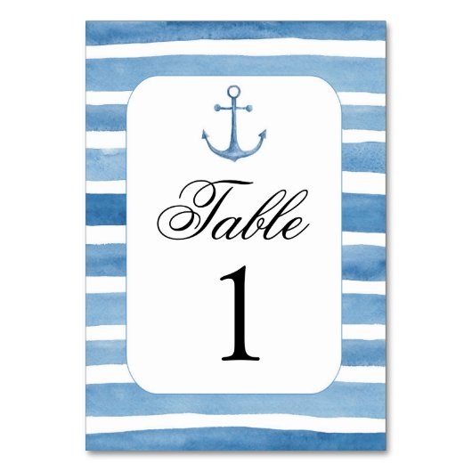 Nautisch tabelnummer. Strand bruiloft. Blauwe geta Kaart (Voorkant)