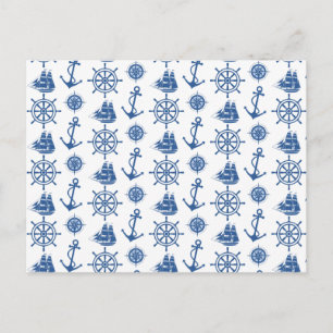 Nautisch thema Anchor Blue en White Briefkaart