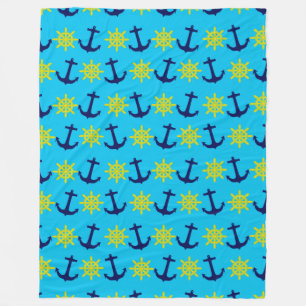 Nautisch thema anker- en wielpatroon fleece deken