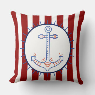 Nautisch thema anker zeilen blauw rood wit kussen
