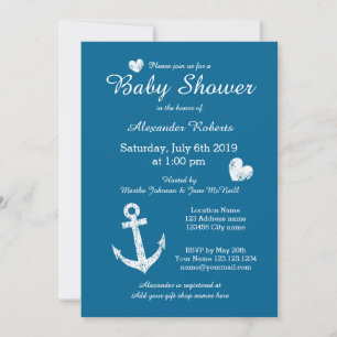Nautisch thema baby douche uitnodigingen met anker
