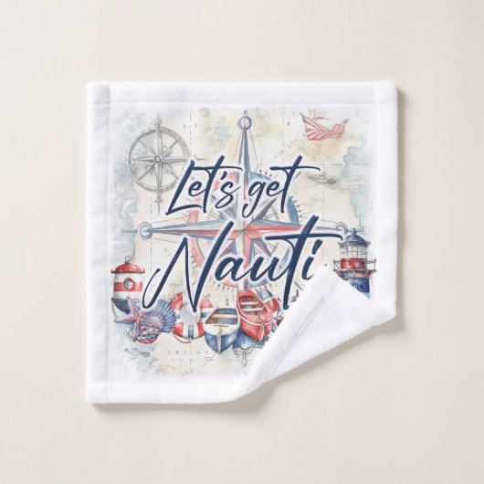 Nautisch thema badkamer handdoek set (Wasdoekje)