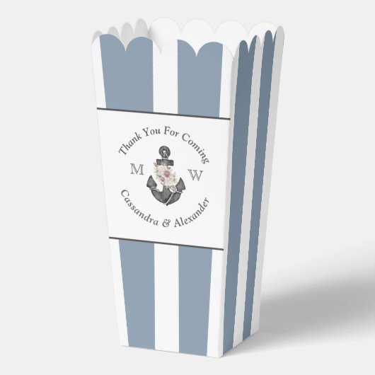 Nautisch-thema bloemanker Stoffig Blauw Wit Bedankdoosjes (Voorkant)