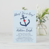 Nautisch thema Boy Baby shower Invitation - BLAUW Kaart (Staand voorkant)
