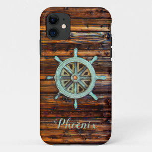 Nautisch thema Bronze Captains wiel iPhone 11 Hoesje