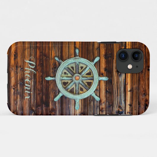 Nautisch thema Bronze Captains wiel Case-Mate iPhone Case (Achterkant (horizontaal))
