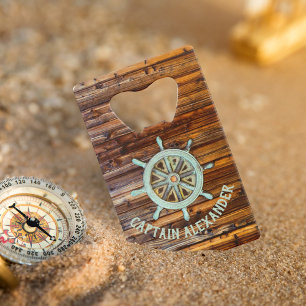 Nautisch thema Bronze Captains wiel Kredietkaart Flessenopener