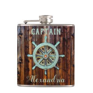Nautisch thema Bronze Captains wiel Small Heupfles