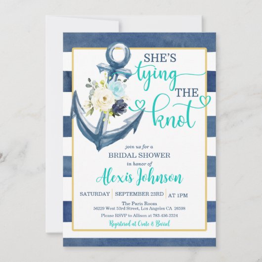 Nautisch Thema: Bruidsfeest met 'Tying the Knot' ( Kaart (Voorkant)