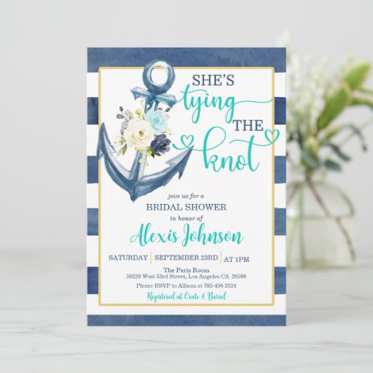 Nautisch Thema: Bruidsfeest met 'Tying the Knot' ( Kaart (Staand voorkant)