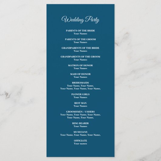 Nautisch thema bruiloft ceremonie programma sjablo (Achterkant)