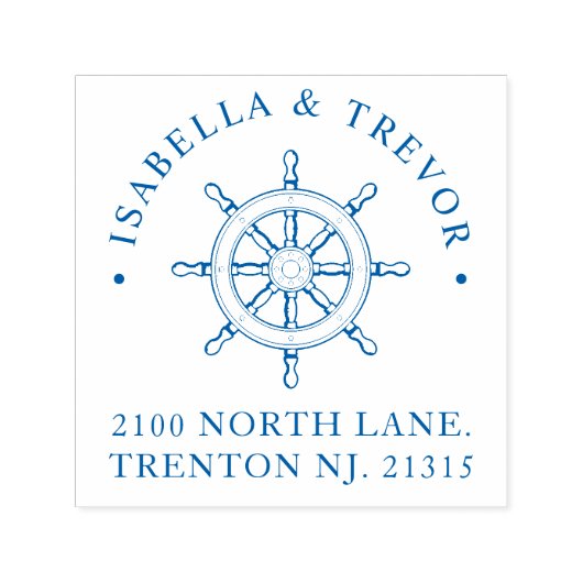 Nautisch Thema Bruiloft Custom Ship Wheel Zelfinktende Stempel (Design)