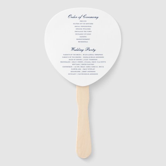 Nautisch Thema Bruiloft Seashell Custom Navy Handwaaier (Achterkant)