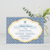 Nautisch thema goudbruiddoucheuitnodiging voor mar kaart (Staand voorkant)