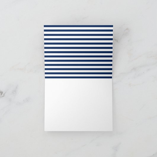 Nautisch Thema Marine Blauw Wit Strepen Dank u Bedankkaart (Binnen)