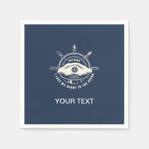 Nautisch thema Navyblauw Uw tekst Servet