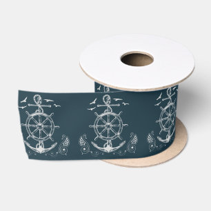 Nautisch thema ontwerp met oceaanlandschap lint