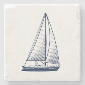 Nautisch thema Zeailboot Stenen Onderzetter (Voorkant)