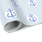 Nautisch thema | Zeevarend blauw Ankerpapier Cadeaupapier (Rol Hoek)