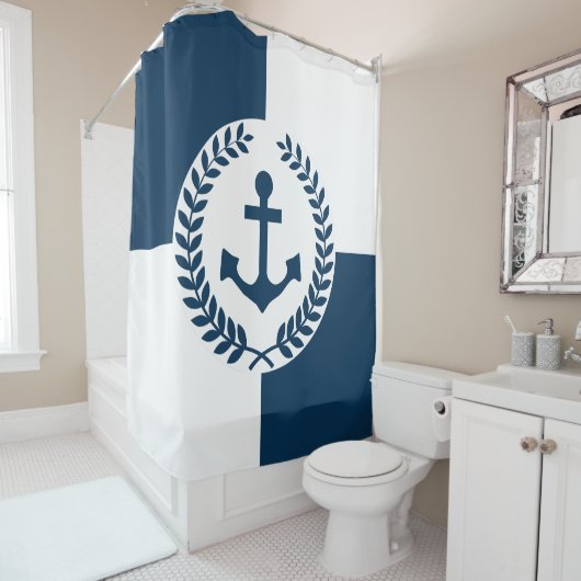 Nautisch thematisch ontwerp douchegordijn (In situ)