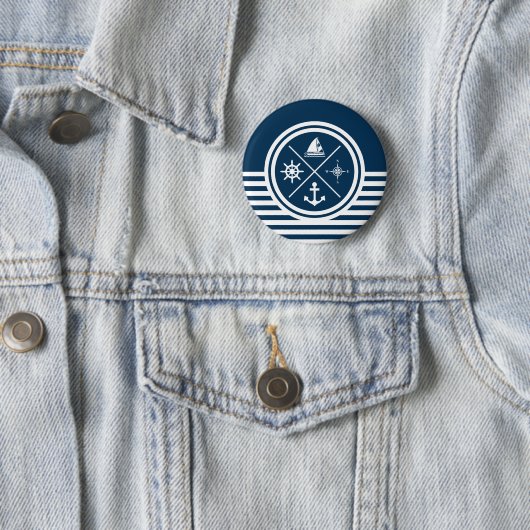 Nautisch thematisch ontwerp ronde button 5,7 cm (In situ)
