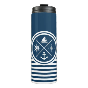 Nautisch thematisch ontwerp thermosbeker