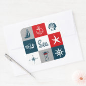 Nautisch thematisch ontwerp vierkante sticker (Envelop)