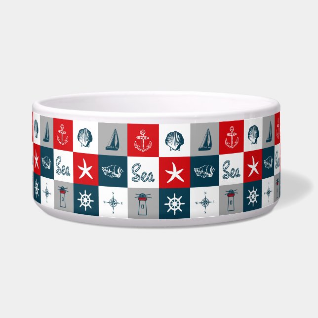 Nautisch thematisch ontwerp voerbakje (Voorkant)