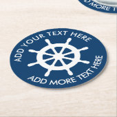 Nautisch thematisch scheepswiel op maat gemaakte p ronde kartonnen onderzetter (Gebogen)