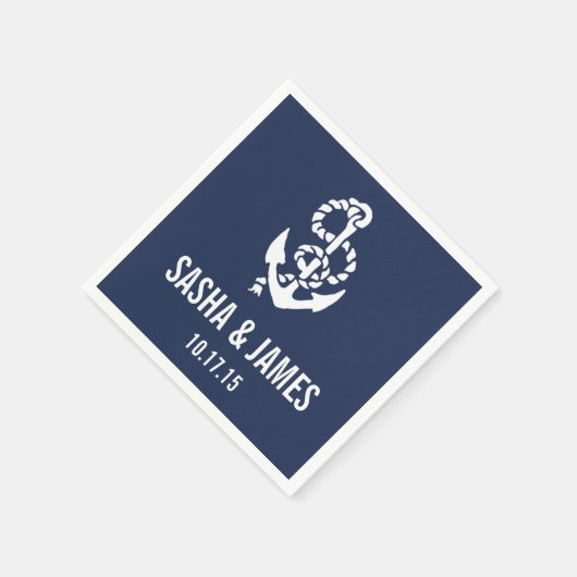 Nautisch touw & anker gepersonaliseerd servetten (Hoek)