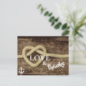 Nautisch touw en anker LIEFDE en Bedankt Briefkaart (Staand voorkant)