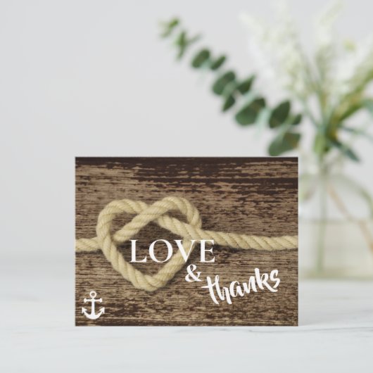 Nautisch touw en anker LIEFDE en Bedankt Briefkaart (Staand voorkant)