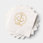 Nautisch touw Lijst Anker Monogram Initiaal R2 Folie Servetten (Insitu (Gestapeld))