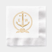 Nautisch touw Lijst Anker Monogram Initiaal R2 Folie Servetten (Voorkant)