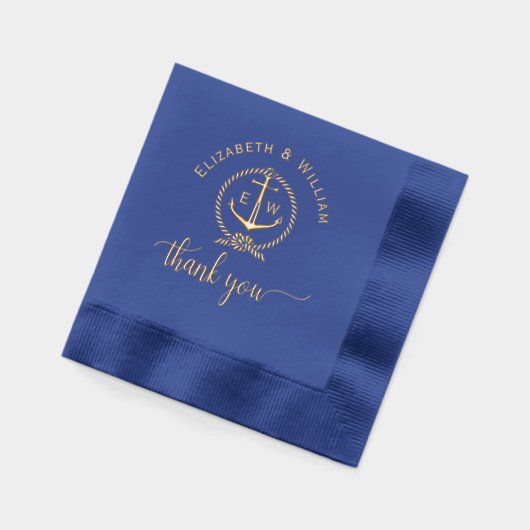 Nautisch touw Lijst Anker Monogram Initialen TY Folie Servetten (Links)