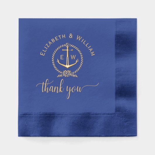 Nautisch touw Lijst Anker Monogram Initialen TY Folie Servetten (Voorkant)