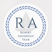 Nautisch touw monogram wit labels (Design 2)