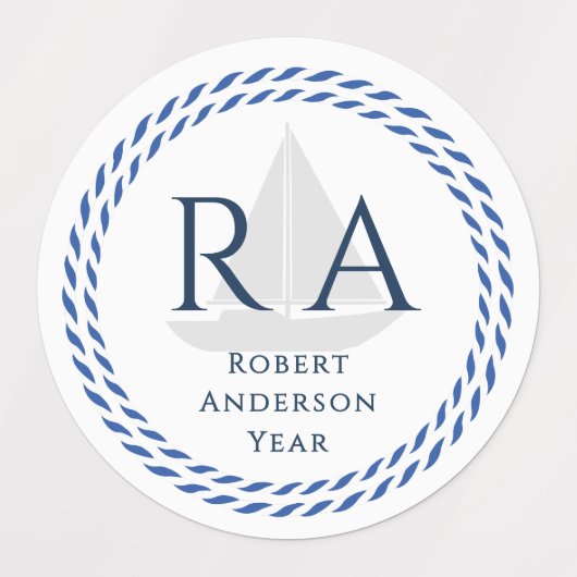 Nautisch touw monogram wit labels (Design 2)