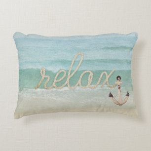 nautisch touw relax tekst op oceaanaquarel accent kussen