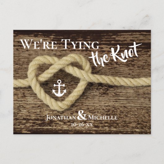 Nautisch touw We binden de knoop vast Save the Dat Aankondigingskaart (Voorkant)