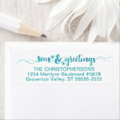 Nautisch | Tropische Turquoise SEAsons Greetings Etiket (Insitu)