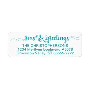 Nautisch Tropische Turquoise SEAsons Greetings Etiket