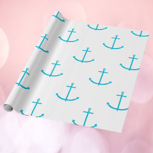 nautisch turquoise ankerpatroon cadeaupapier